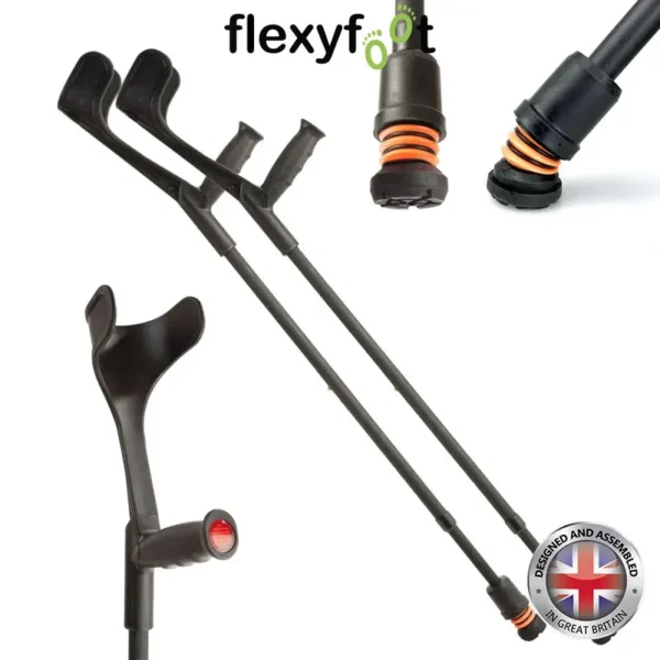 flexyfoot soft grip open cuff crutches black pair