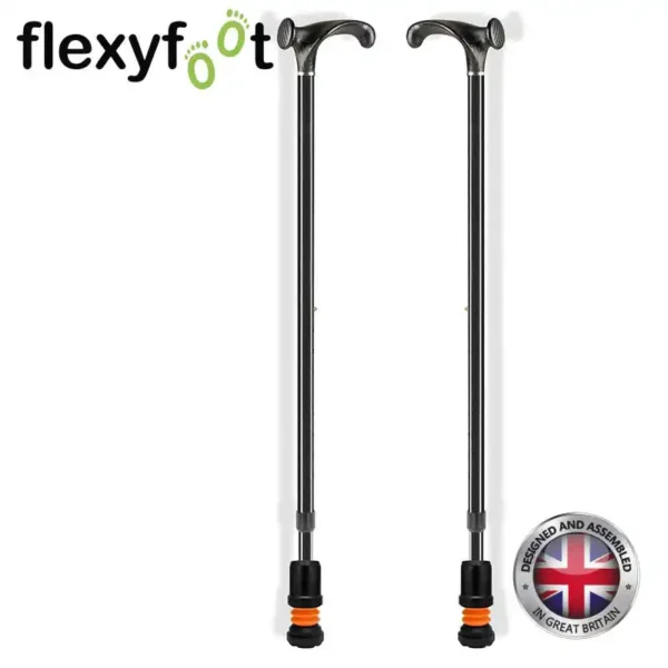 flexyfoot arthritic grip handle walking sticks black pair