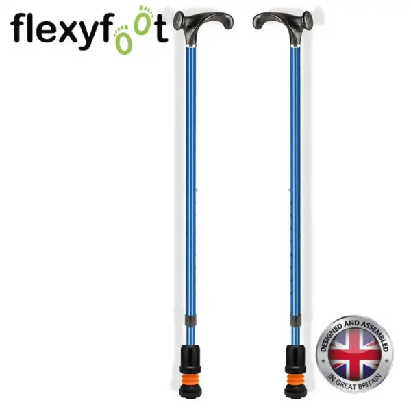 flexyfoot arthritic grip handle walking sticks blue pair