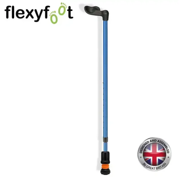 flexyfoot comfort fischer handle walking stick blue right