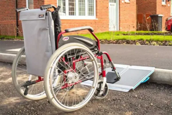 aerolight travel kerb ramp with bag and wheelchair image