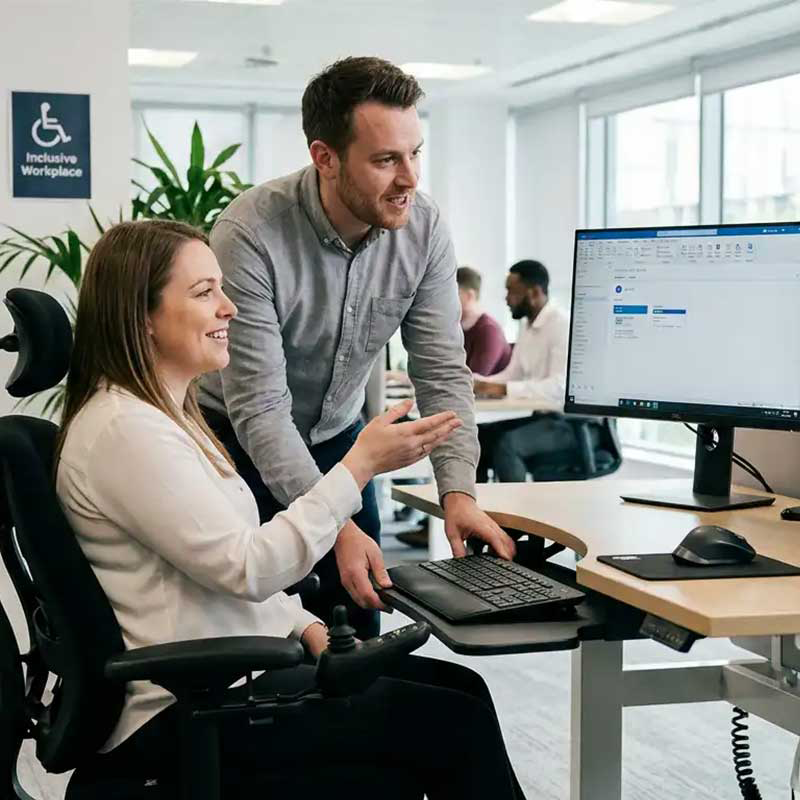 Reasonable Adjustment image with disabled woman in a wheelchair